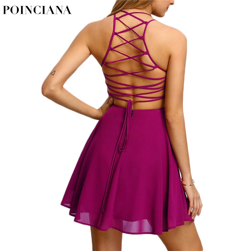 Lace Up Backless Summer Dress Spaghetti Strap A Line Dress With An Open Back Sexy Solid Color Fashion Sexy Club Dress For Girls
Lace Up Backless Summer Dress Spaghetti Strap A Line Dress With An Open Back Sexy Solid Color Fashion Sexy Club Dress For Girls