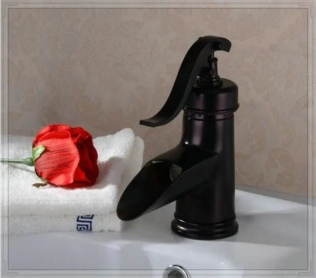 Waterfall New Water Tap Brand Bathroom Basin Faucets Oil Rubbed Bronze Solid Brass 96108-1 Bath Sink Mixers & Taps | Обустройство