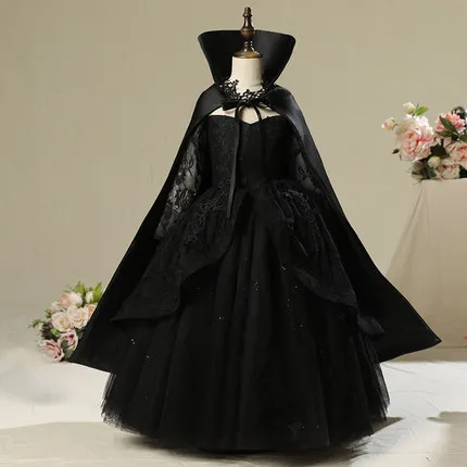 100%real childrens girl luxury black evil queen fan collar cloak with dress/party/event stage performance cosplay dress
100%real childrens girl luxury black evil queen fan collar cloak with dress/party/event stage performance cosplay dress