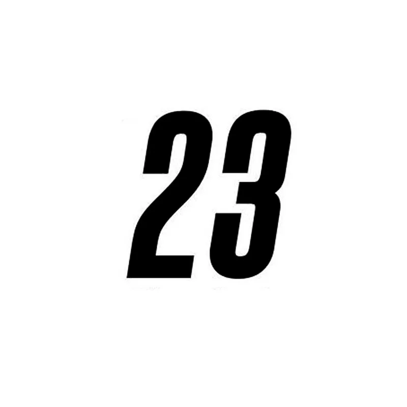 13.8*14CM Personality Racing Numbers 23 Vinyl Car Sticker Helmet Decal Graphical Black/White for Corvette Land Rover Mazda Volvo
13.8*14CM Personality Racing Numbers 23 Vinyl Car Sticker Helmet Decal Graphical Black/White for Corvette Land Rover Mazda Volvo