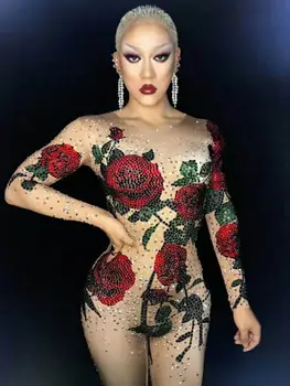 Bright Rhinestones Rose Flower Jumpsuit Women Sexy Outfit Party Costumes Stage Wear Bodysuit Dance Singer Rompers DJ DS
Bright Rhinestones Rose Flower Jumpsuit Women Sexy Outfit Party Costumes Stage Wear Bodysuit Dance Singer Rompers DJ DS