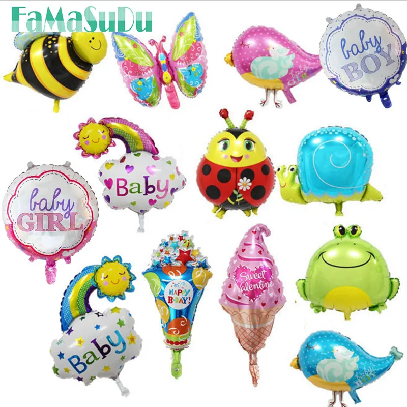 Image 4pcs 20 type mini bear giraffe balloon Elephant butterfly balloons aluminum dolphin balloons 40*30 cm birthday party balloon