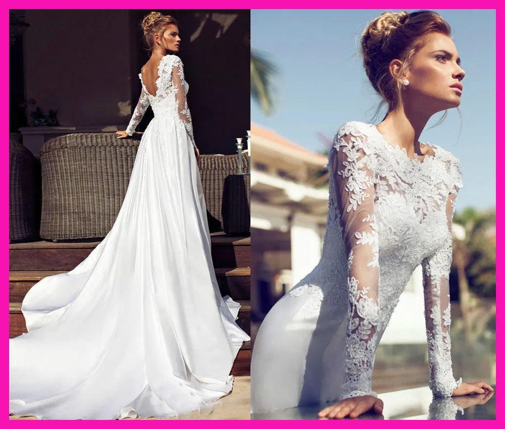 vestido de noiva vestido de festa longo robe de mariee Long Sleeves Satin Lace Bridal Gowns Wedding Dress 2019 Chapel Train
vestido de noiva vestido de festa longo robe de mariee Long Sleeves Satin Lace Bridal Gowns Wedding Dress 2019 Chapel Train