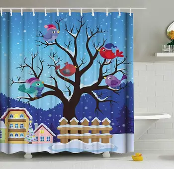 Winter Christmas Cute Birds Animals with Santa Hat On Snow Tree Shower Curtain Set
Winter Christmas Cute Birds Animals with Santa Hat On Snow Tree Shower Curtain Set