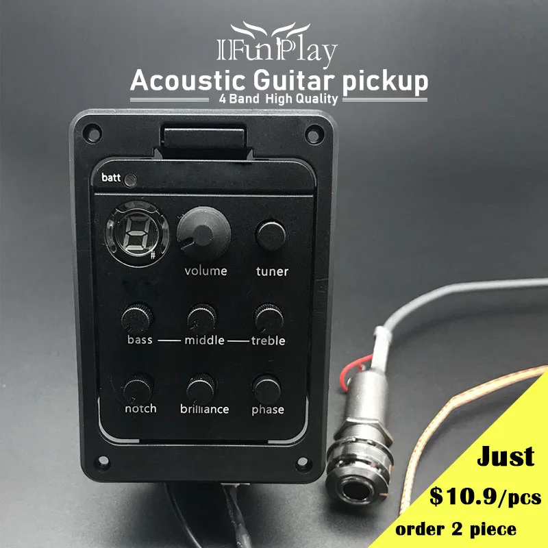 4 Band Acoustic Guitar EQ Equalizer Preamp EQ with Endpin Jack Tuner Undersaddle Piezo Violao Pickup for Folk Guitarra Dropship
4 Band Acoustic Guitar EQ Equalizer Preamp EQ with Endpin Jack Tuner Undersaddle Piezo Violao Pickup for Folk Guitarra Dropship
