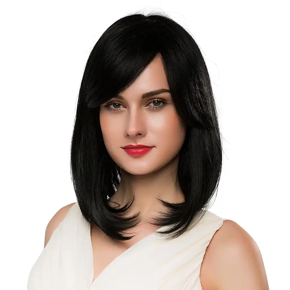 Blond Edinorog 14 Dyujmov Pryamye Volosy Bob Strizhka Parik S Bokovoj Bahromoj Chernyj Cvet Smes Volos Parik Dlya Belyh Zhenshin Besplatnaya Dostavka Aliekspress