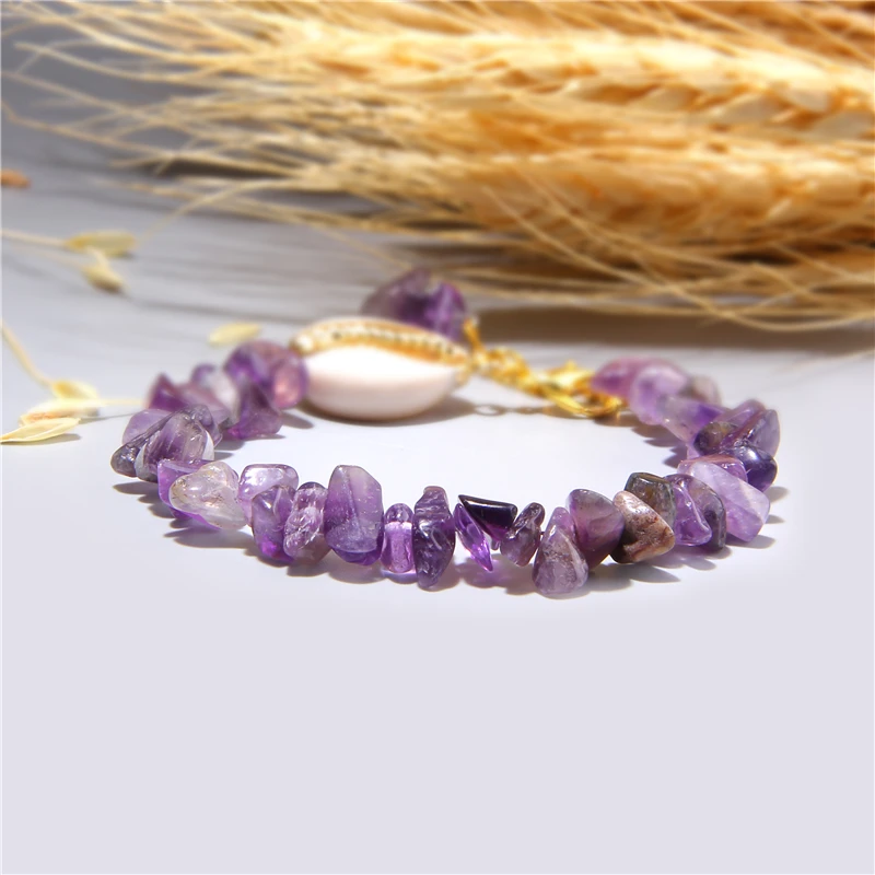 Women's Simple natural Amethysts stone beads bracelet purple quartz Crystal stone Shell charm Chain Bracelets jewelry for ladies
Women's Simple natural Amethysts stone beads bracelet purple quartz Crystal stone Shell charm Chain Bracelets jewelry for ladies