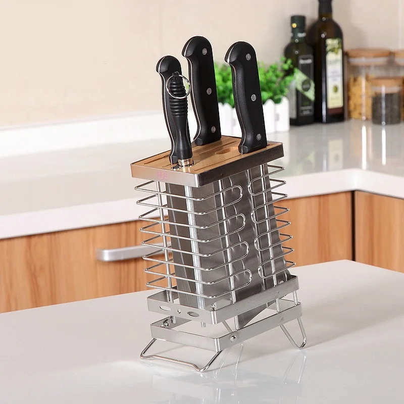 New Ventilation Stainless Steel Knife Block Tool Holder Cutting Knives Storage Stand Knife Holder Wood Knife Rack Kitchen Tools
New Ventilation Stainless Steel Knife Block Tool Holder Cutting Knives Storage Stand Knife Holder Wood Knife Rack Kitchen Tools