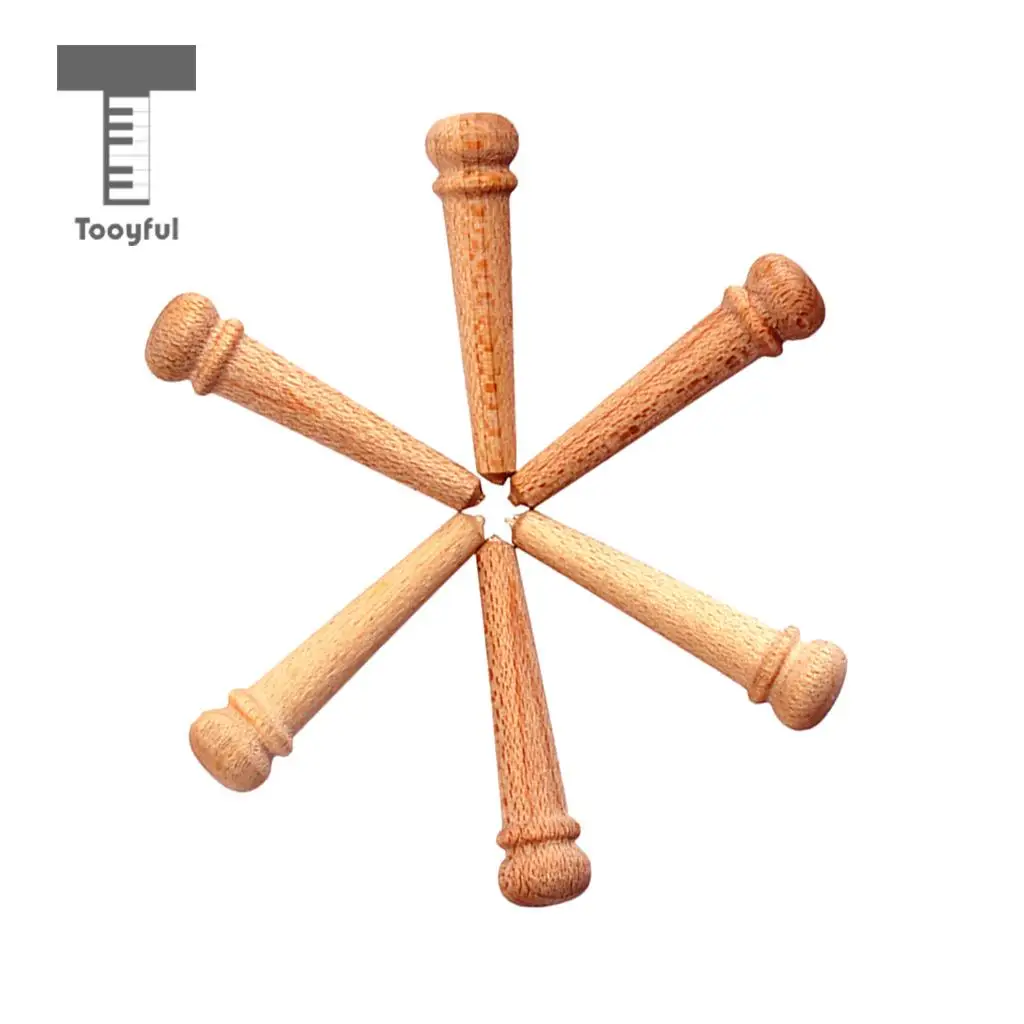 6pcs Durable Maple Wood Acoustic Guitar Bridge Pins String Pegs for DIY Musical Stringed Instruments Guitar Bridge Replacement