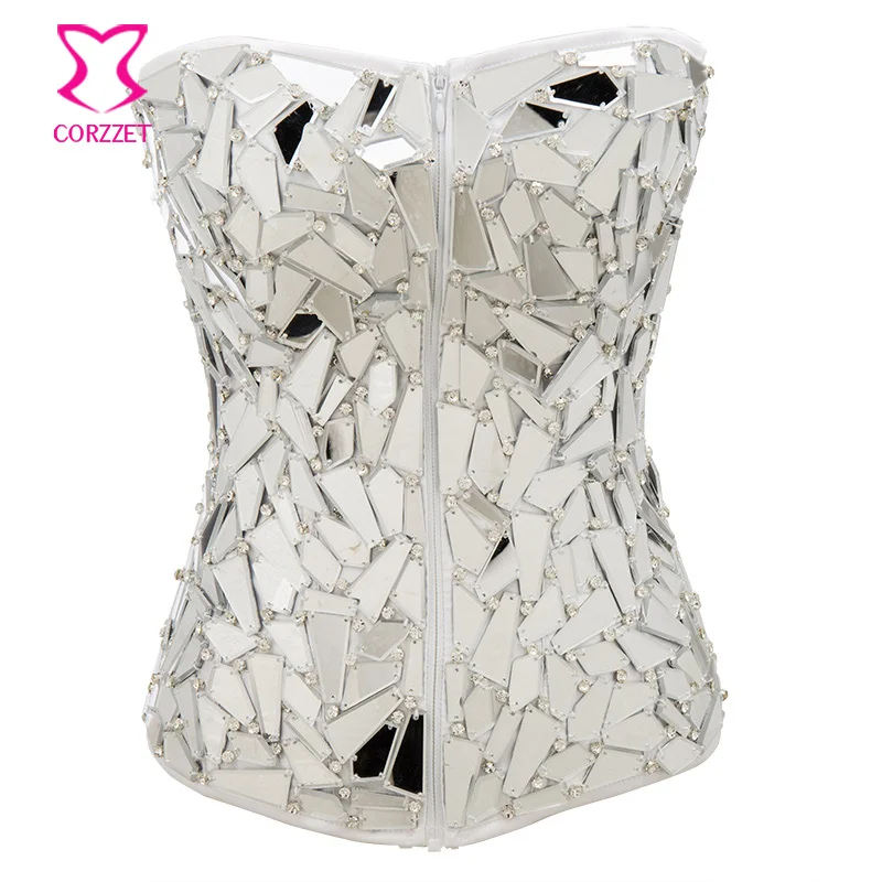 White Satin Mirror Diamond Steampunk Corset Sexy Espartilhos E Corpetes Burlesque Clubwear Corsets And Bustiers Gothic Clothing
White Satin Mirror Diamond Steampunk Corset Sexy Espartilhos E Corpetes Burlesque Clubwear Corsets And Bustiers Gothic Clothing