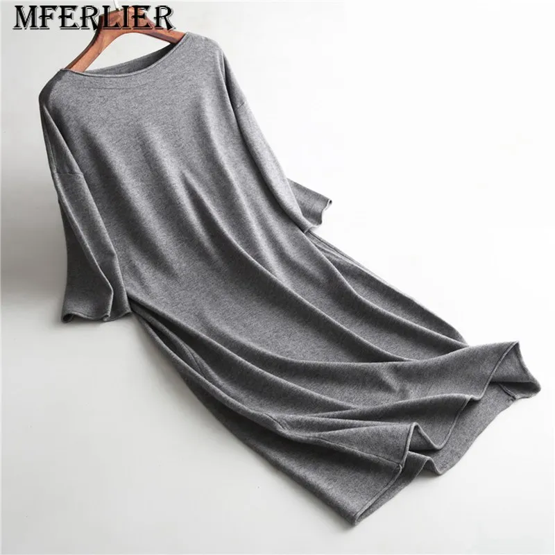 Mferlier Women Autumn Simple Knitted Sweater Dress O Neck Wrist Sleeve Female Casual Loose Solid Elegant Dress
Mferlier Women Autumn Simple Knitted Sweater Dress O Neck Wrist Sleeve Female Casual Loose Solid Elegant Dress