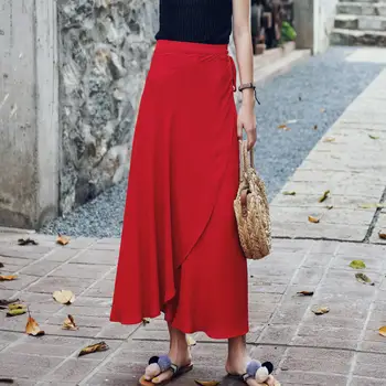 Solid Color Lace Up women Chiffon Summer Skirt Jupe Femme Fashion Holiday Boho Beach Skirt High Waist Long Skirts Womens C5387
Solid Color Lace Up women Chiffon Summer Skirt Jupe Femme Fashion Holiday Boho Beach Skirt High Waist Long Skirts Womens C5387