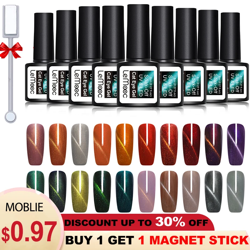 LEMOOC 8ml Magnetic 3D Cat Eye Nail Gel Polish Soak Off Nail Gel UV Led Polish Glitter Cat Eye Effect DIY Nail Art Gel Varnish
LEMOOC 8ml Magnetic 3D Cat Eye Nail Gel Polish Soak Off Nail Gel UV Led Polish Glitter Cat Eye Effect DIY Nail Art Gel Varnish