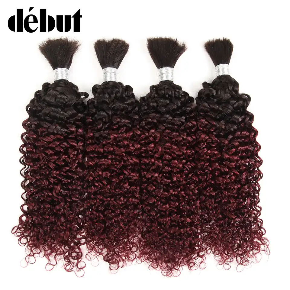 Debut Ombre 1b 99j Brazilian Curly Human Braiding Hair For