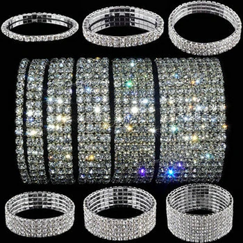 5 Styles Woman Bracelet Crystal Rhinestone Stretch Bracelet Bangle Wristband Elastic Wedding Bridal Jewelry