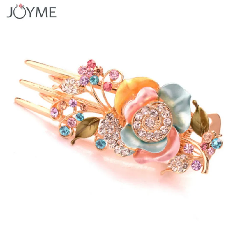New Enamel Flowers Rhinestone Crystal Gold-color Hair Clip Girls Barrette Big Hairpin Wedding Accessories Hair Jewelry For Women
New Enamel Flowers Rhinestone Crystal Gold-color Hair Clip Girls Barrette Big Hairpin Wedding Accessories Hair Jewelry For Women