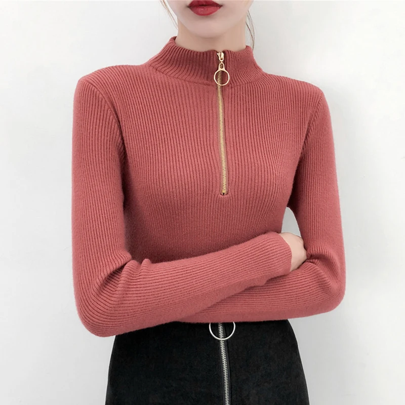 Ring Zipper Turtleneck Sweater Women Autumn Winter Knitted Jumper Pullovers Korean Knitted Sweater Long Sleeve Elasticity Tops
Ring Zipper Turtleneck Sweater Women Autumn Winter Knitted Jumper Pullovers Korean Knitted Sweater Long Sleeve Elasticity Tops