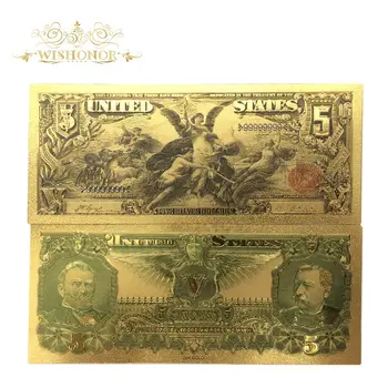 10pcs/lot Nice American Banknote 1896 Year USD 5 Dollar Banknotes in 24k Gold Plated Fake Paper Money For Collection
10pcs/lot Nice American Banknote 1896 Year USD 5 Dollar Banknotes in 24k Gold Plated Fake Paper Money For Collection