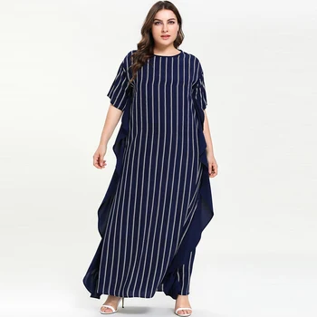 2019 New Navy Blue Striped Muslim Dress for Women Summer Short Sleeve Ruffle Patch Long Dresses Vestidos Plus Size Kaftan Abaya
2019 New Navy Blue Striped Muslim Dress for Women Summer Short Sleeve Ruffle Patch Long Dresses Vestidos Plus Size Kaftan Abaya