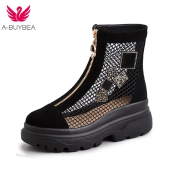Women Ankle Boots Platform Hole Breathable Summer Female Casual Shoes Back Zipper DAD Shoes Crystal Black Boots Woman Mesh
Women Ankle Boots Platform Hole Breathable Summer Female Casual Shoes Back Zipper DAD Shoes Crystal Black Boots Woman Mesh