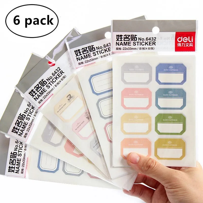 6 Sheets/Pack Plain Name Tag Labels Colorful Border Name Tag Stickers for School, Parties, Kids Clothes, Jars, Bottles
6 Sheets/Pack Plain Name Tag Labels Colorful Border Name Tag Stickers for School, Parties, Kids Clothes, Jars, Bottles