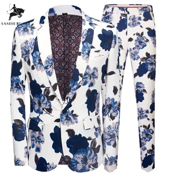 Royal Blue Suit Flower Print Wedding Suits for Men 2 Pieces Set Latest Coat + Pant Designs Wedding Stage Singer Slim Fit Costume
Royal Blue Suit Flower Print Wedding Suits for Men 2 Pieces Set Latest Coat + Pant Designs Wedding Stage Singer Slim Fit Costume