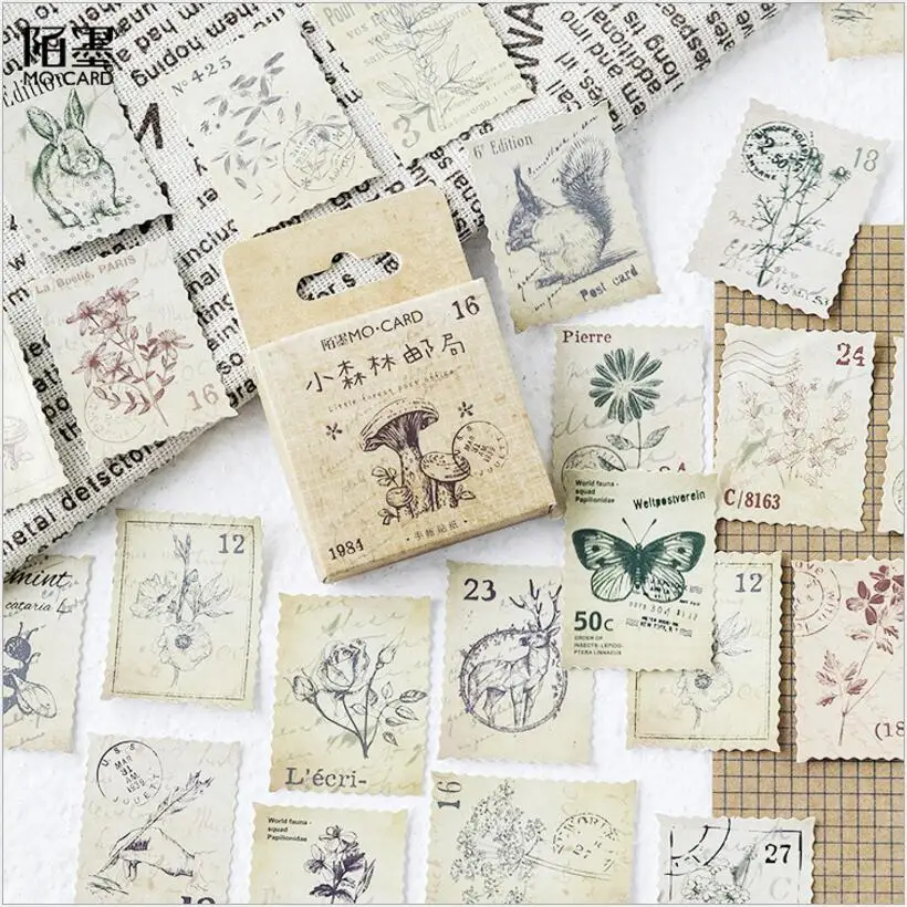 46pcs/box Retro forest post office Stamp Animal plants Decorative mini Sticker Scrapbooking Label photo Diary Sticker Stationery
46pcs/box Retro forest post office Stamp Animal plants Decorative mini Sticker Scrapbooking Label photo Diary Sticker Stationery