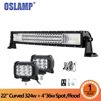 

Oslamp 22" 3-Row Curved LED Light Bar Combo Beam +2x36w Spot Flood Beam Work light for DC 12v 24v Truck ATV SUV Pickup 4WD 4x4