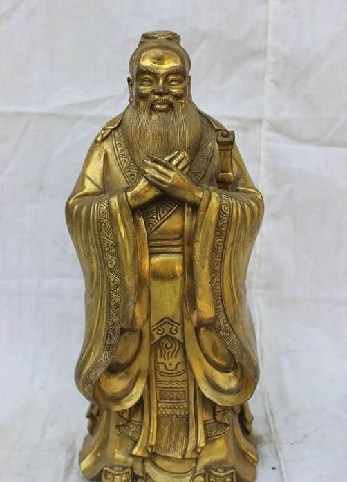 11" Chinese Brass Famous Literati Philosopher Educator Confucius Kong Zi Statue
11" Chinese Brass Famous Literati Philosopher Educator Confucius Kong Zi Statue