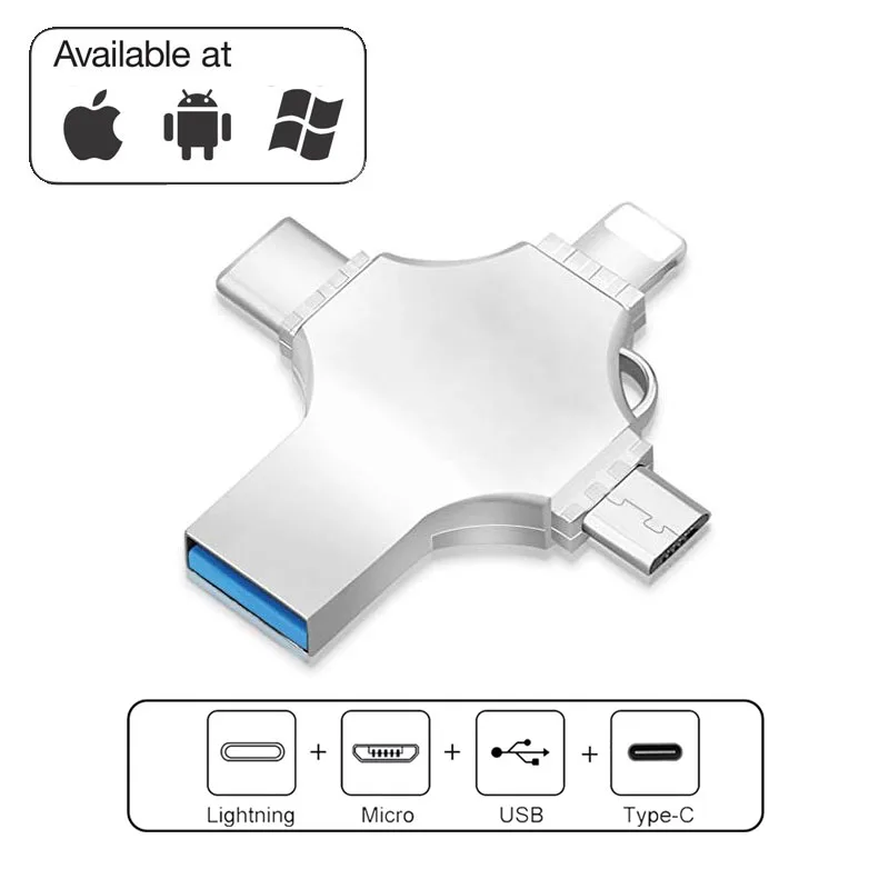 Vicsoul 4 in 1 USB 3.0 Flash Stick for iPhone/Android Type C Usb Key OTG Pendrive 128 GB 64 GB 32 GB 16 GB Mini Pen Drive
Vicsoul 4 in 1 USB 3.0 Flash Stick for iPhone/Android Type C Usb Key OTG Pendrive 128 GB 64 GB 32 GB 16 GB Mini Pen Drive