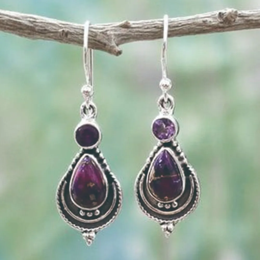 Vintage Purple Resin Stone Silver Color Dangle Earrings Jewelry Wedding Party Water Drop Earring Gifts for Women#289838
Vintage Purple Resin Stone Silver Color Dangle Earrings Jewelry Wedding Party Water Drop Earring Gifts for Women#289838