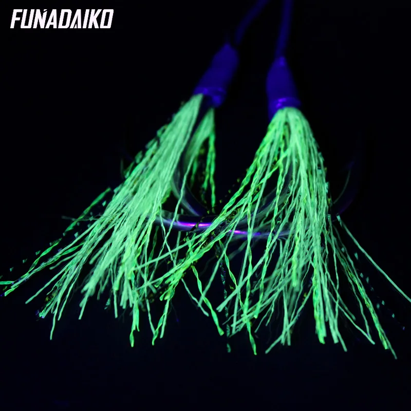 FUNADAIKO Assist крючки для медленной джигггинга морской рыбалки светящиеся двойные 1/0