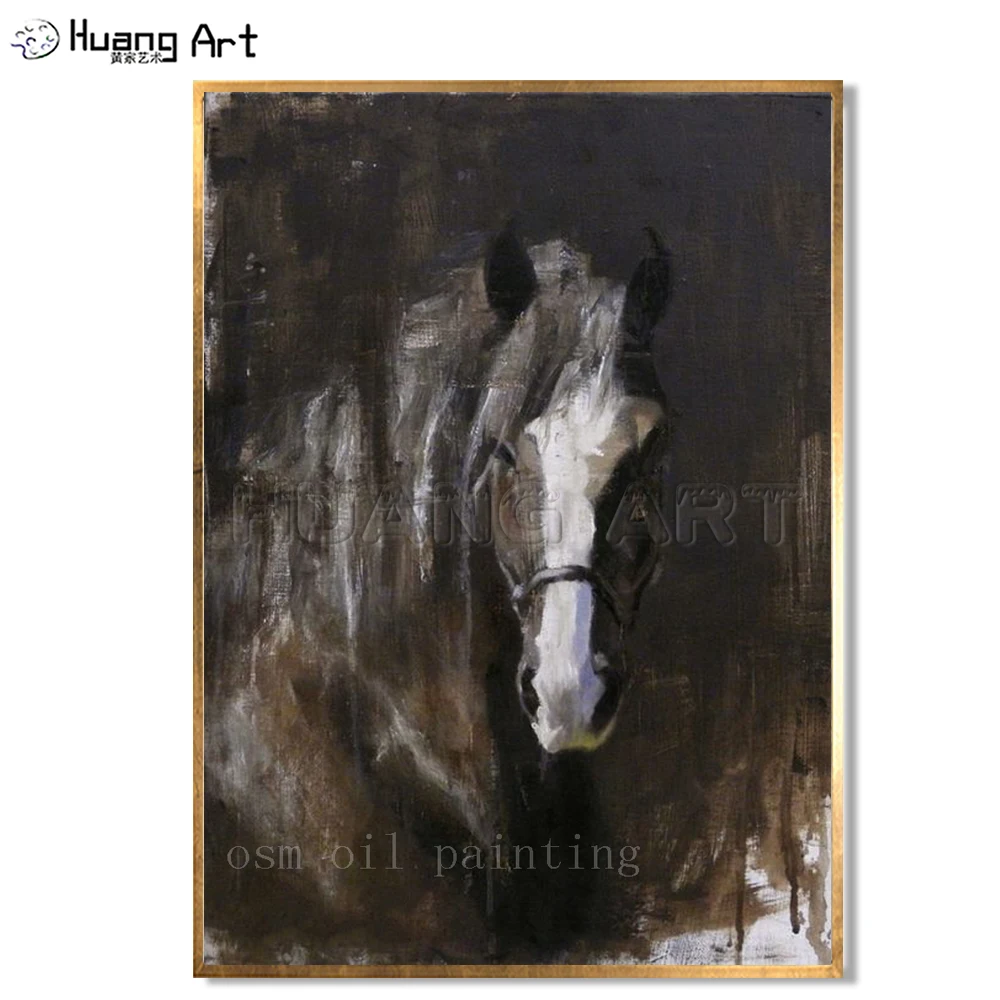 Handmade Modern Abstract Horse Head Painting Pure Hand-painted Unique Gift Black Background Animal Oil Painting on Canvas
Handmade Modern Abstract Horse Head Painting Pure Hand-painted Unique Gift Black Background Animal Oil Painting on Canvas