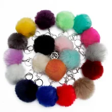 Bag Keychain Charms Car-Keyring Pompom Rabbit-Fur Fake Brand Silver-Color 1pcs 8cm Fox Bag Keychain Charms Car-Keyring Pompom Rabbit-Fur Fake Brand Silver-Color 1pcs 8cm Fox