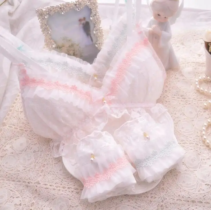 100% Real Photos Good Quality Lolita Sexy Cute Kawaii Bridal White Lace Padded Wireless wire free Seamless Bra Panties Set RB293
100% Real Photos Good Quality Lolita Sexy Cute Kawaii Bridal White Lace Padded Wireless wire free Seamless Bra Panties Set RB293