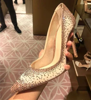 Luxury Brand Rhinestone Heels Wedding Dress Shoes Lace Mesh Pointed Toe Metallic Leather Stiletto Heel Ladies Party Shoes
Luxury Brand Rhinestone Heels Wedding Dress Shoes Lace Mesh Pointed Toe Metallic Leather Stiletto Heel Ladies Party Shoes
