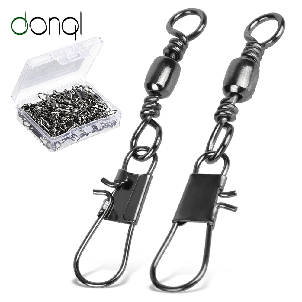 DONQL 10/20/50pcs Fishing Connector Rolling Swivel Pin Bearing Interlock Snap 1#-14# Fishhooks Lures Carp Fishing Accessories
DONQL 10/20/50pcs Fishing Connector Rolling Swivel Pin Bearing Interlock Snap 1#-14# Fishhooks Lures Carp Fishing Accessories