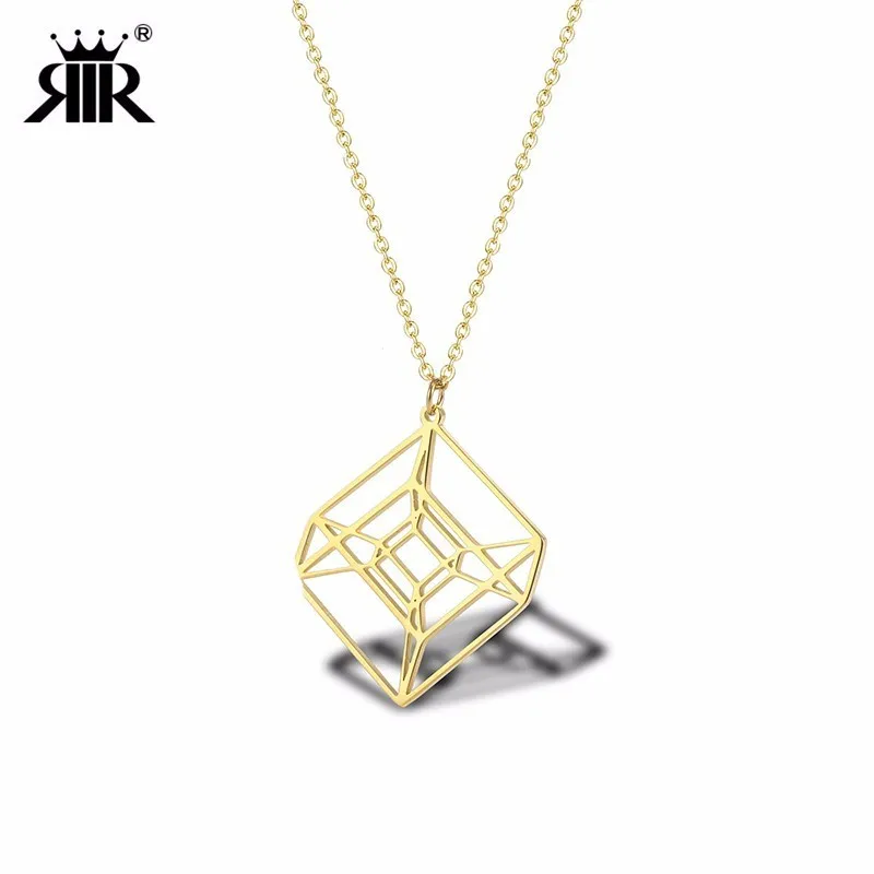 RIR Stainless Steel Golden Hollow Hypercube Necklaces Creative Design Geometry Shape Math Jewellery Necklace Gifts
RIR Stainless Steel Golden Hollow Hypercube Necklaces Creative Design Geometry Shape Math Jewellery Necklace Gifts