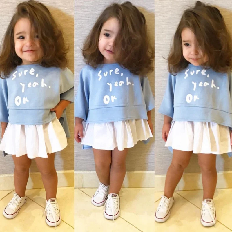 T-shirt+Skirt Baby Girl Clothes Set Sky Blue Letters Long-Sleeved T-shirt + White Skirt Kids Clothes Fashion Baby Girl Clothes
T-shirt+Skirt Baby Girl Clothes Set Sky Blue Letters Long-Sleeved T-shirt + White Skirt Kids Clothes Fashion Baby Girl Clothes