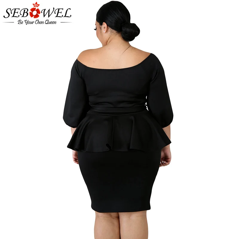 Black-Sash-Tie-Plus-Size-Peplum-Dress-LC220596-2-2