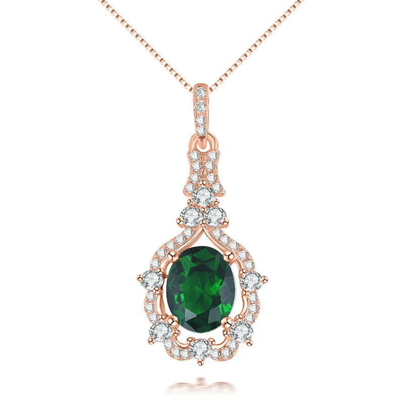 Фото Vintage Necklace Pendants For Women S925 Sterling Silver Luxury Oval Emerald Fine Jewelry Multicolor Bijoux Femme | Украшения и