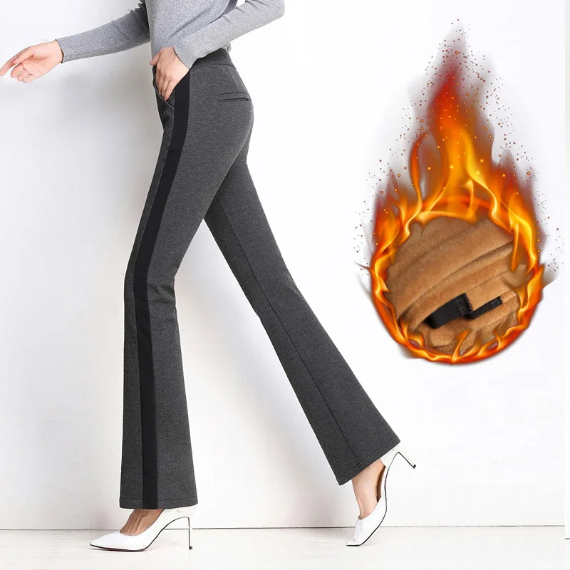 Winter Fleece Thick Flare Trousers Stripe Women's Warm High Waist Stretch Pants Plus Size Wide Leg Ladies Bell Bottom Trousers
Winter Fleece Thick Flare Trousers Stripe Women's Warm High Waist Stretch Pants Plus Size Wide Leg Ladies Bell Bottom Trousers