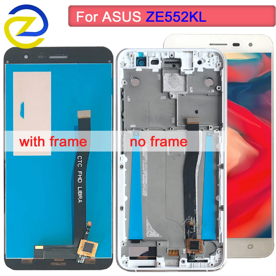 For Asus ZenFone 3 ZE552KL LCD Display Panel Touch Screen Digitizer Assembly With Frame 5.5"For ZE 552KL Z012D Z012DC Z012DA | Мобильные