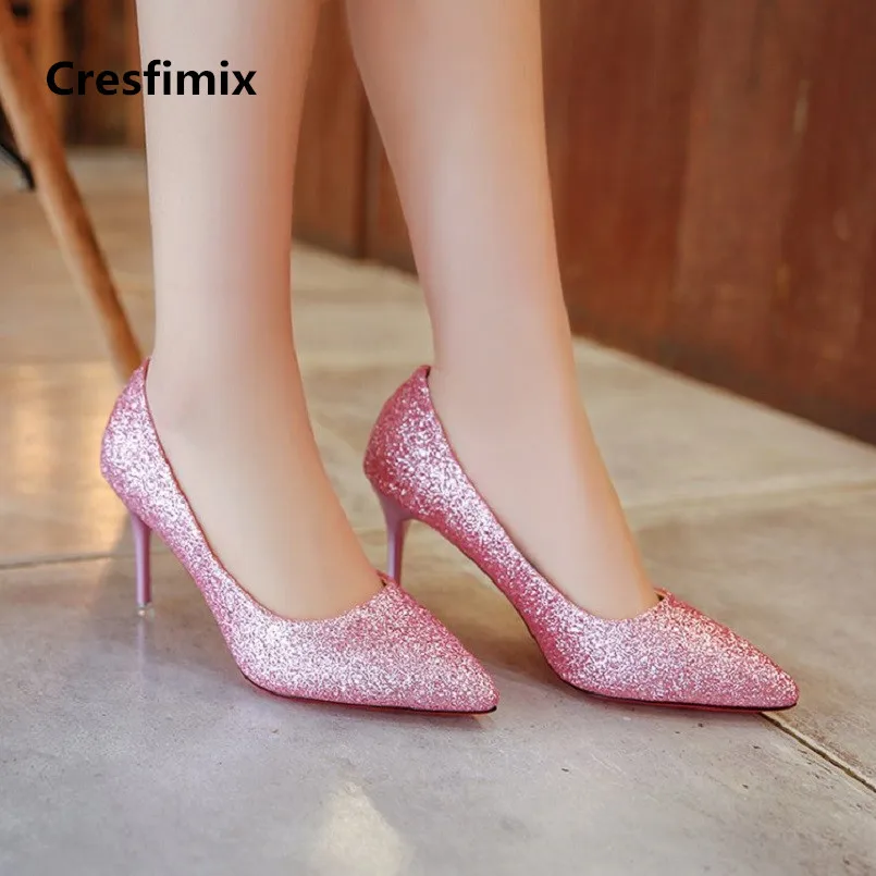 Cresfimix women sexy wedding golden slip on high heel shoes lady casual silver shinning high heels female fashion shoes a2083
Cresfimix women sexy wedding golden slip on high heel shoes lady casual silver shinning high heels female fashion shoes a2083