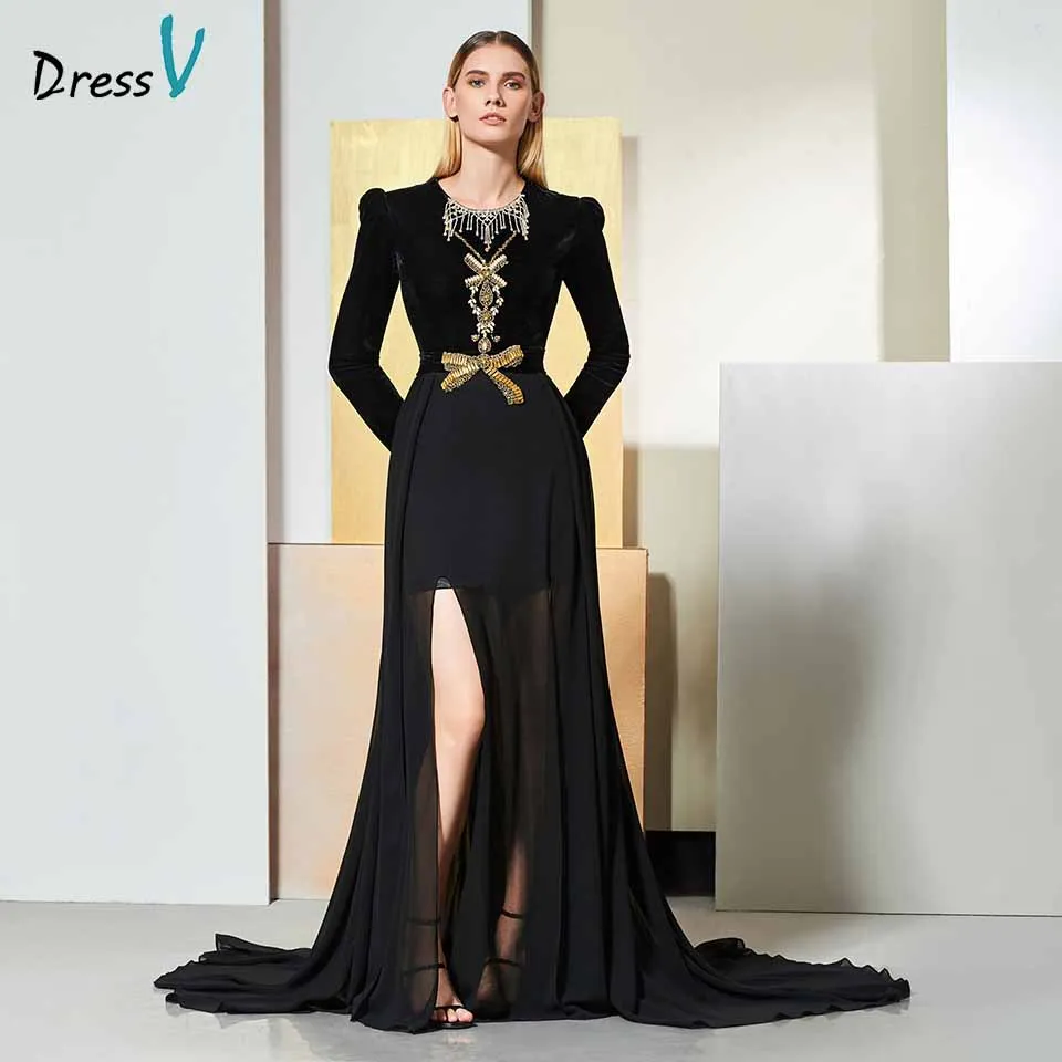 Dressv black evening dress scoop neck long sleeves beaded floor-length wedding party formal dress trumpet evening dresses
Dressv black evening dress scoop neck long sleeves beaded floor-length wedding party formal dress trumpet evening dresses