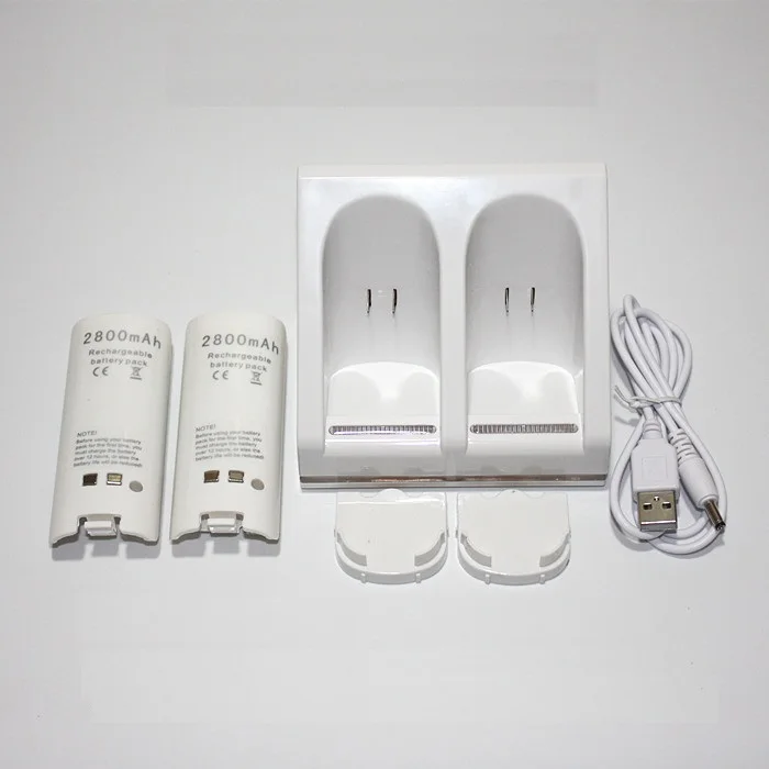 3 in 1 Dual Slot Charger Station Dock+2Pcs 2800mAh Rechargeable Battery+USB Cable for Nintend Wii Gamepad Remote Controller
3 in 1 Dual Slot Charger Station Dock+2Pcs 2800mAh Rechargeable Battery+USB Cable for Nintend Wii Gamepad Remote Controller