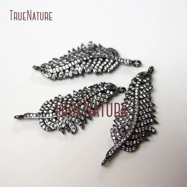 10Pcs Latest Clear Zircon Micro Inserts Gunmetal Plated Feather Double Bail Pendant Copper Connector Sale 42x15mm PC149
10Pcs Latest Clear Zircon Micro Inserts Gunmetal Plated Feather Double Bail Pendant Copper Connector Sale 42x15mm PC149