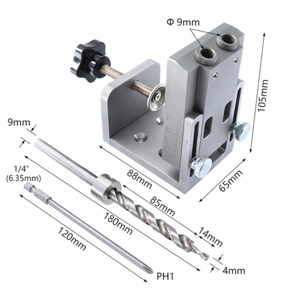 Plate Drilling Hole Locator Pocket Hole Puncher Mini Pocket Hole Jig Kit For Wood Working Step Drill Bit Set Woodworking Tools
Plate Drilling Hole Locator Pocket Hole Puncher Mini Pocket Hole Jig Kit For Wood Working Step Drill Bit Set Woodworking Tools