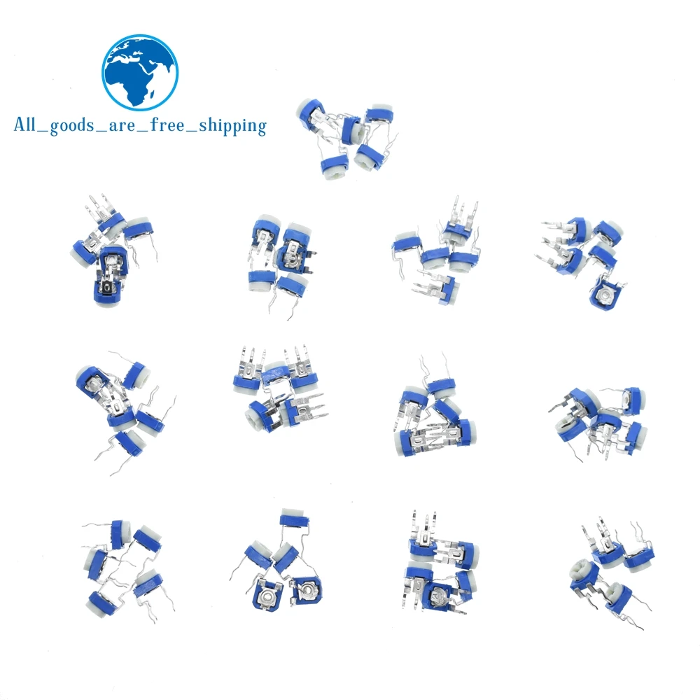 TZT Trimming Potentiometer RM065 top adjustment 100R-1M RM065 WH06-2 Variable Resistors Assorted Kit 13Type*5pcs=65PCS KIT
TZT Trimming Potentiometer RM065 top adjustment 100R-1M RM065 WH06-2 Variable Resistors Assorted Kit 13Type*5pcs=65PCS KIT