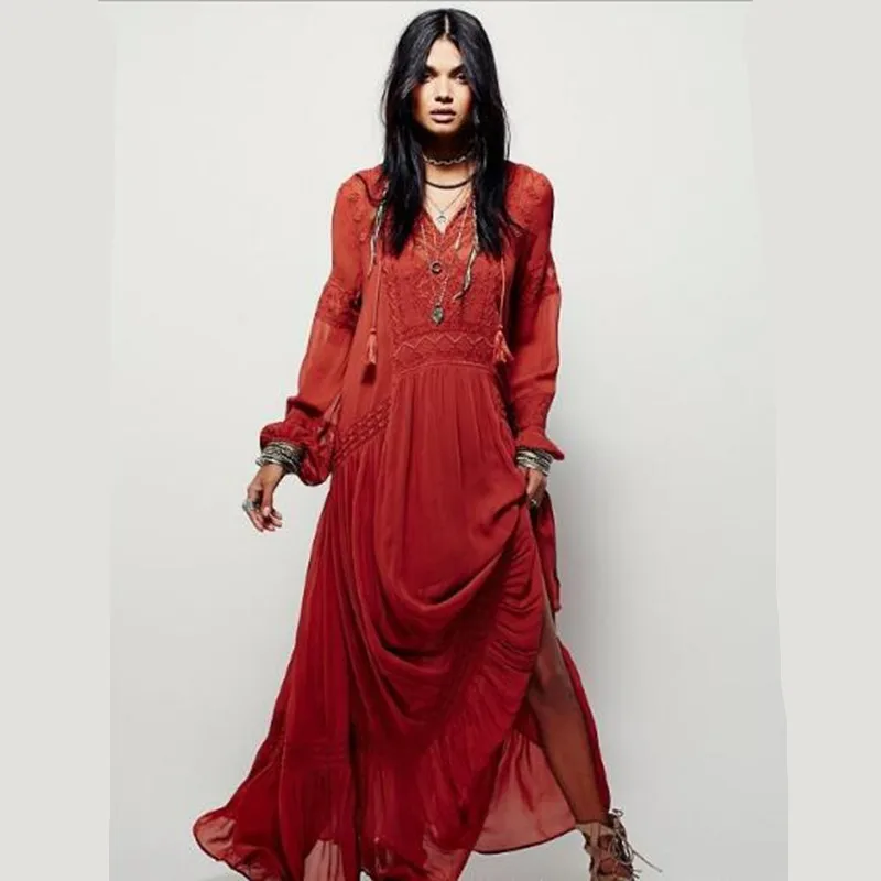 Bohemia Dresses Split Hem Lacework Splice Deep V Neck Hollow Out Solid Urban Women Holiday Photography Boho Dresses Long QC271
Bohemia Dresses Split Hem Lacework Splice Deep V Neck Hollow Out Solid Urban Women Holiday Photography Boho Dresses Long QC271